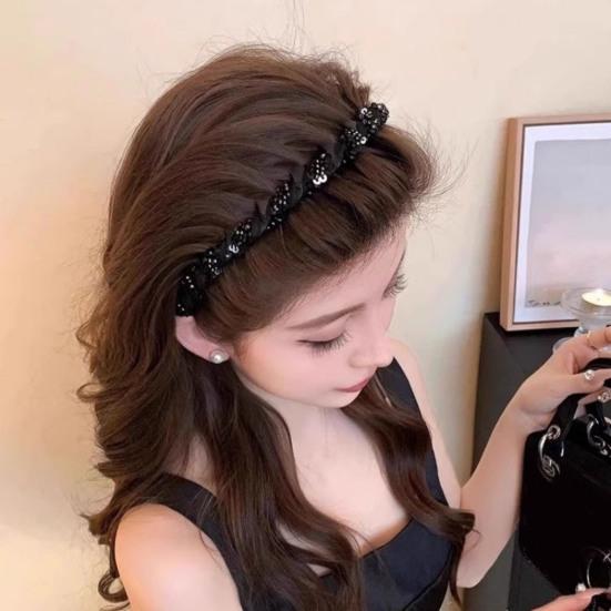 Summer Hair Hoop Beads Twist Decor Headband Anti-slip Teeth Face