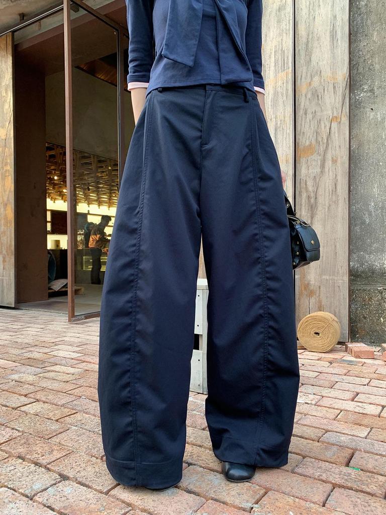 Women's American Lazy Style Loose Wide-Leg Pleated Patchwork Pants 2026
