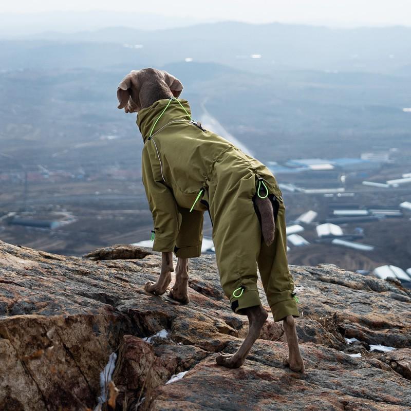 Full Coverage Dog Jacket Winter Warm Fleece Lined Windproof Waterproof 4-Leg Adjustable Pet Coat Large Breeds