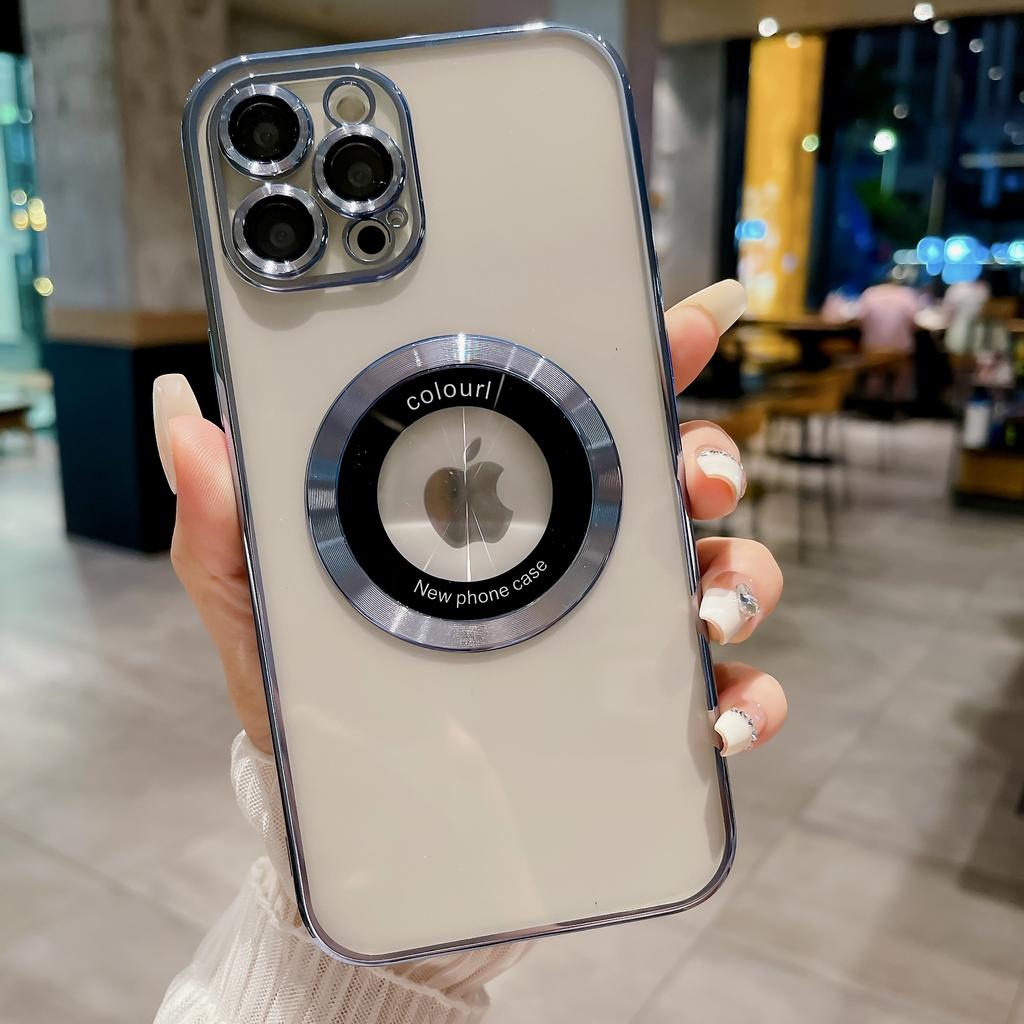Luxury Plating For Magfsafe Transparent Case For iPhone 15 14 13 12 11 Pro Max Plus Soft TPU Full Lens Protection Magnetic Cover