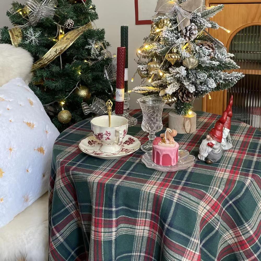 Weihnachts-Couchtischdecke Garngefärbtes Karomuster Feiertag Hochzeit Deko Tischdecke Amerikanische Runde Tischdecke Für Party Tischdeko