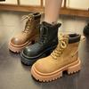 Platform Women Ankle Boots Mid Heels Designer Laether Shoes Fashion Winter Woman Trend Motorcycle Boots Goth Femme D499