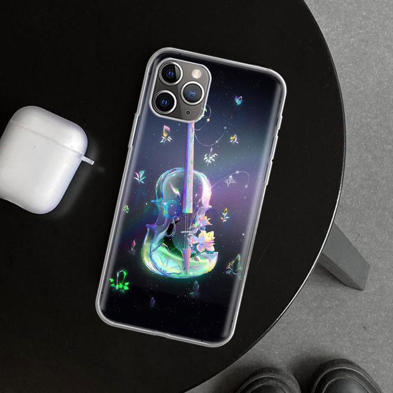 Music Violin Phone Case Cover for iPhone 11 12 13 Mini 14 15 Plus 16 Pro Max 17 Air 7 8 + SE Art Customized Fundas 11 12 13 Mini