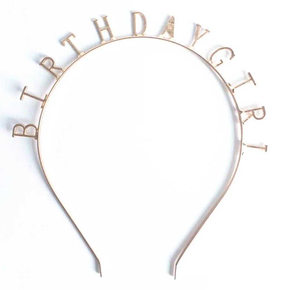 Happy Birthday Girl Headband Sweet Girls Birthday Party Tiara Styling Princess Crown Rhinestone Hair Hoop Fashion Hairband