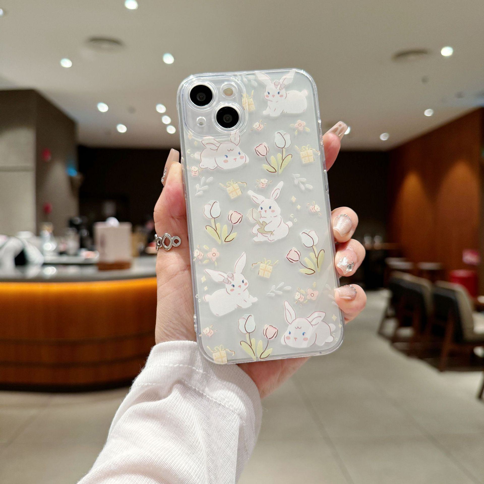 

Чехол с изображением кролика и цветка для Apple iPhone 11/12/13/14/15 iPhone 13