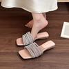 Premium flat-bottomed one-word drag shoes summer French beautiful outer wear with skirt casual beach women's wedge heel sandals