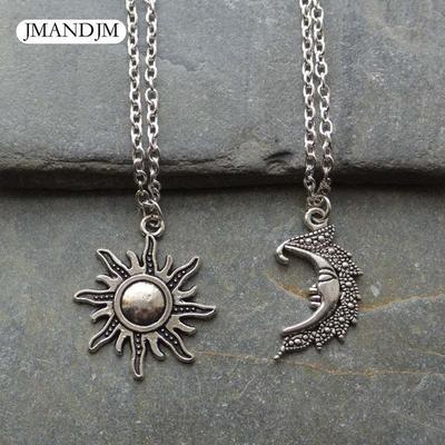 Uniwersalny naszyjnik dla par, wisiorek ze słońcem i księżycem, w stylu retro, akcesoria dla dobrych przyjaciół