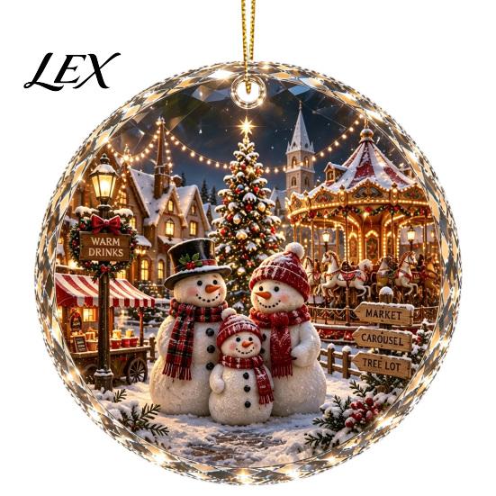 Holiday Keepsake for Family Christmas Landscape Scene Acrylic Ornament Tree Decor, Decorative Gift Friends Hanging Party And Seasonal Home Decorations
