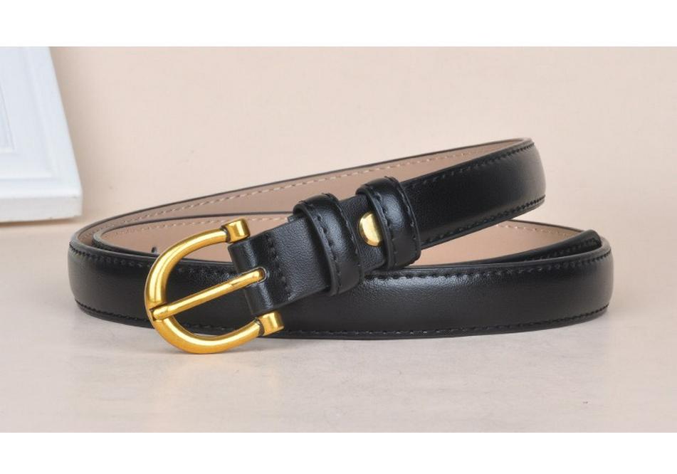 Korean Style Women's Genuine Leather Thin Waist Belt - Retro Pin Buckle, Versatile and Stylish