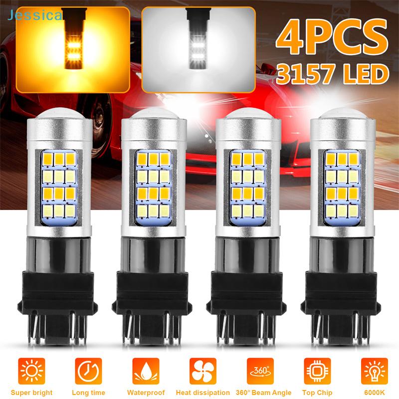 4PCS 3157 LED Switchback Bulbs - Amber/White Turn Signal & DRL Light Replacement