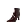 Fashion NEW Autumn Women Boots Pointed Toe High Heel Shoes Split Leather Shoes for Women Elegant Modern Boots Daily Shoes Zipper Boots