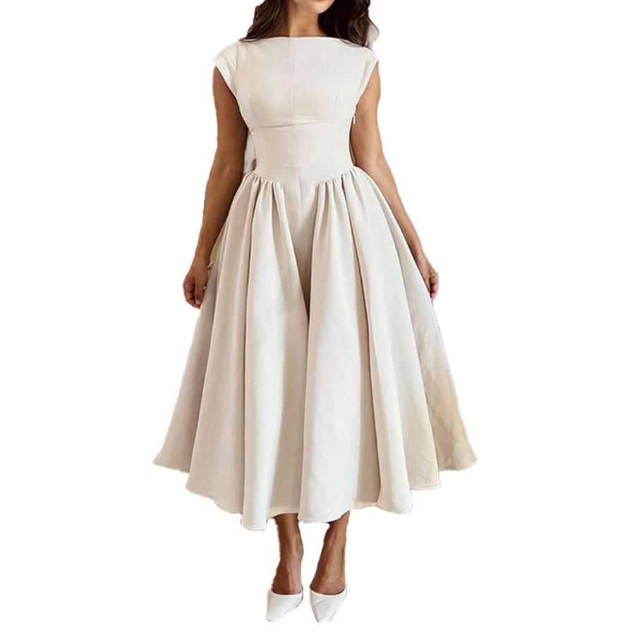 Spring New Arrivals Women's Ready-to-Wear French Pure Desire Elegant Solid Backless Slim Fit Dress