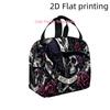 1pc Gothic Skull with Raven and Roses | "Rebel" Banner Printed Insulated Cooler Bag - Reusable Portable Hot Cold Bag for Home Of