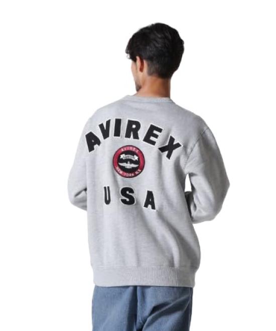 Avirex Varsity Logo Crew Neck Size Sweatshirt, Men's Large, 382, Oxford, 783-3932007