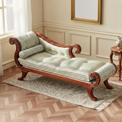 Miniature Long Seat HandSewn 1:12 Scale Fainting Couch Vintage Style Dollhouse Daybed for