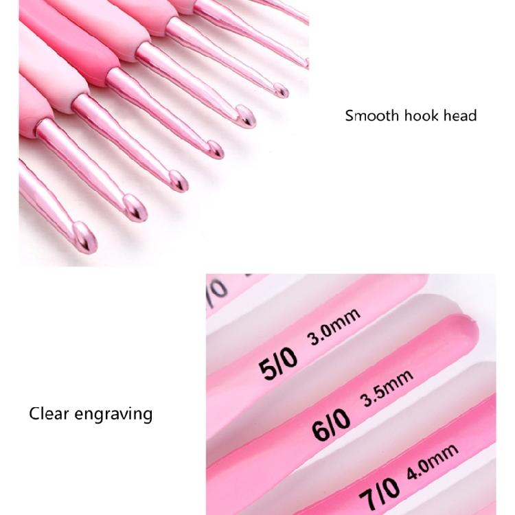9Pcs Aluminum Crochet Hook with Soft Ergonomic Handle 2.0mm-6mm Includes Case And Knitting Accessories For Beginner