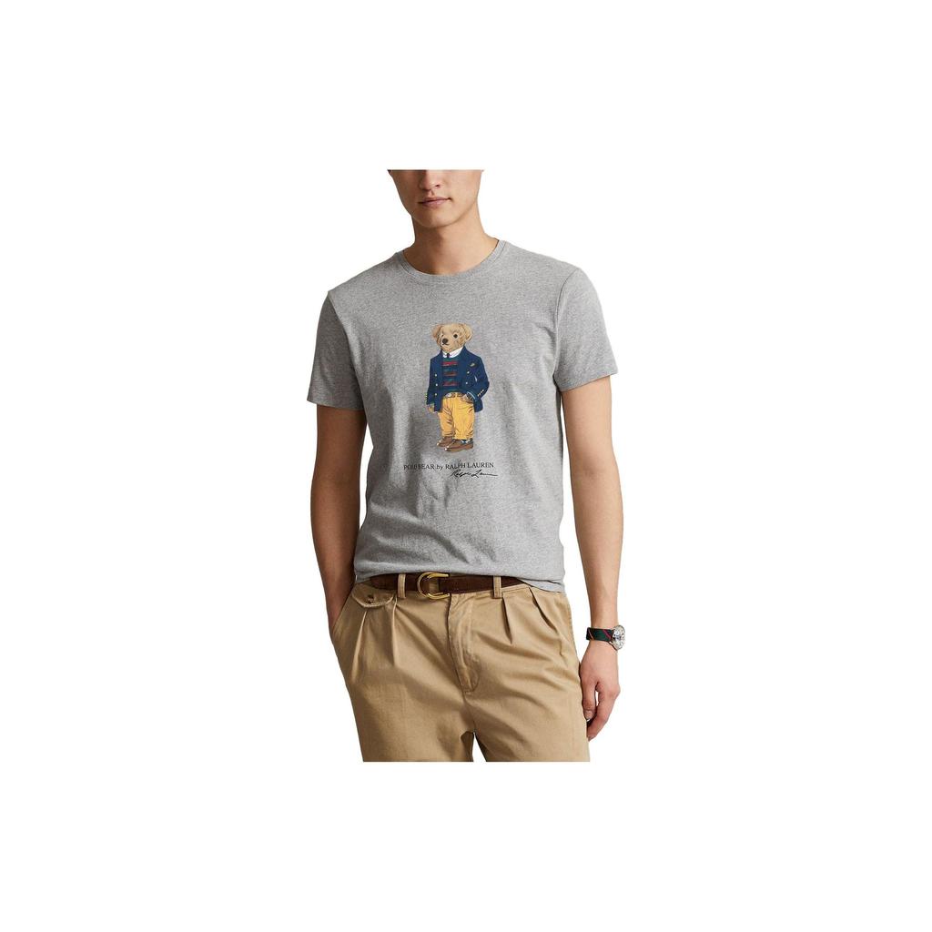 Polo Ralph Lauren SS23 Logo Bär Print Casual Rundhals Kurzarm T-Shirt Herren T-Shirts Grau 710852300-024
