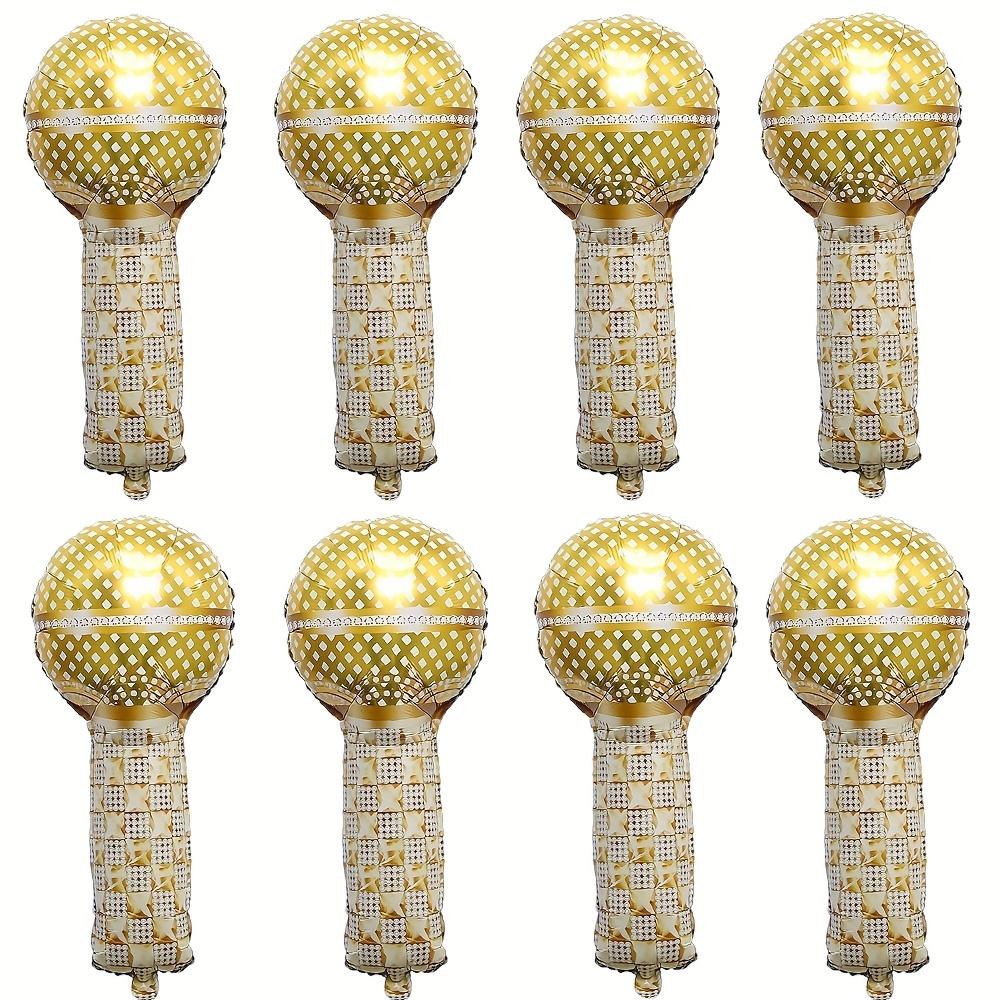 8Pcs Gold Microphone Aluminum Foil Balloons Disco Music Party Birthdays Wedding Pop Star Cosplay 80S90S Hip-Hop Decoration Other&Other