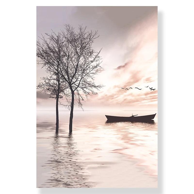 Sea Landscape Canvas Print Beach Poster Wooden Bridge Hay Flower  Wall Art Painting Nordic Wall Pictures For Living Room Decor