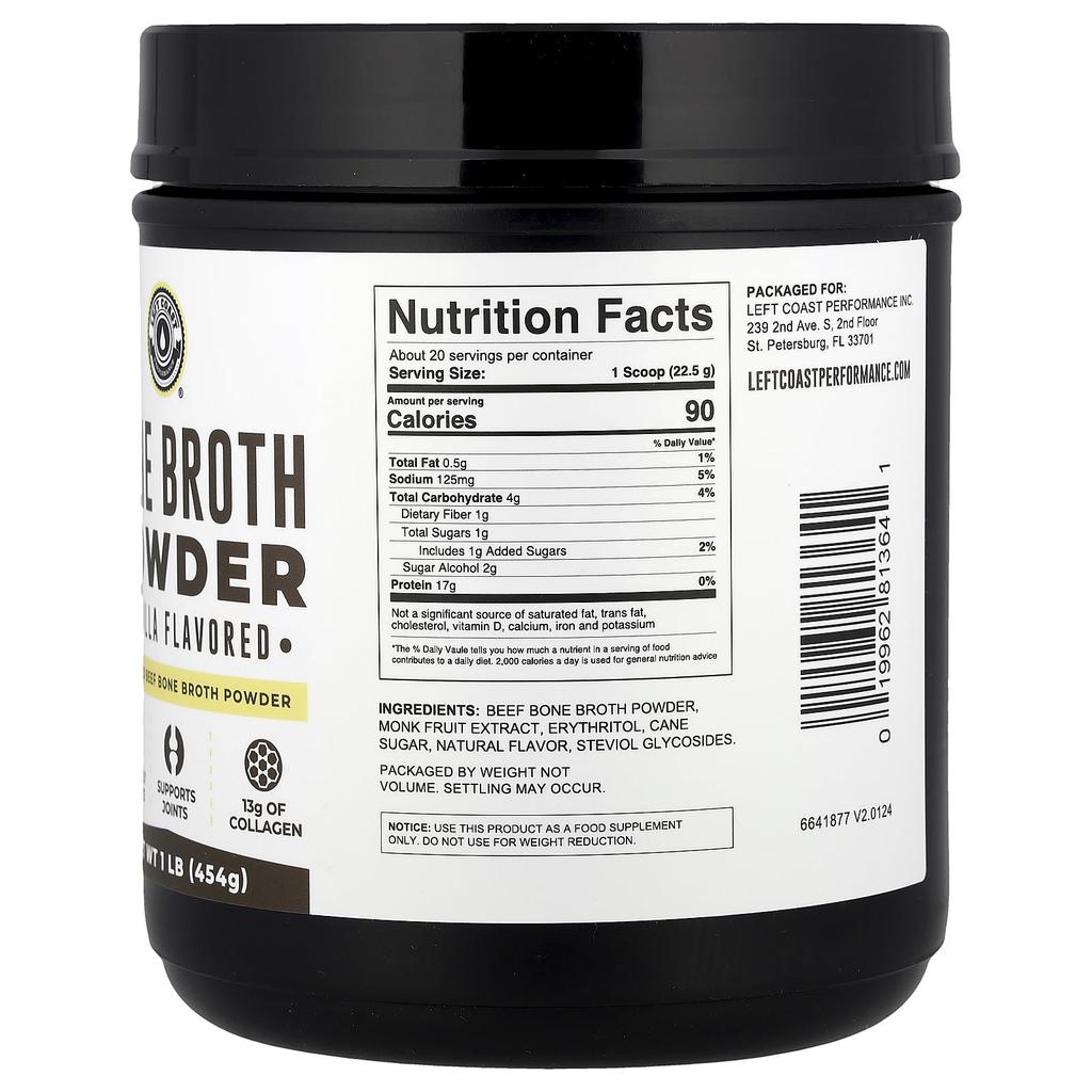 Beef Bone Broth Powder, Vanilla Flavor, 454G(1Lb)