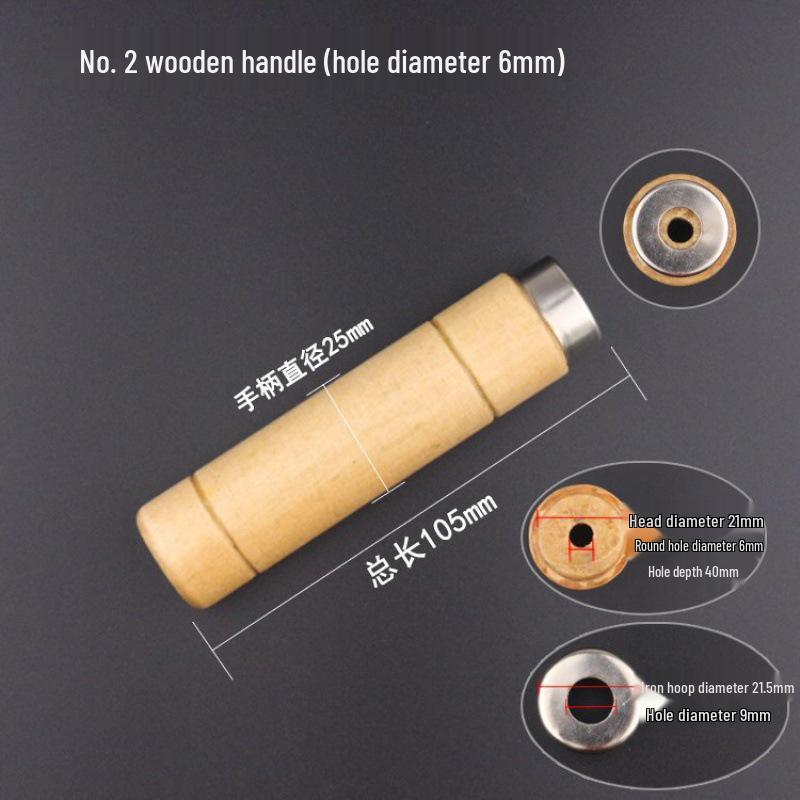 Two-Color Wood and Plastic File Handle with Flat and Round Hole Grip