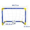 Portable Indoor/Outdoor Toy Football Goal Set44x25cm - Micro Soccer Net Pump&Ball Lightweight Kids Training Park Beach Games