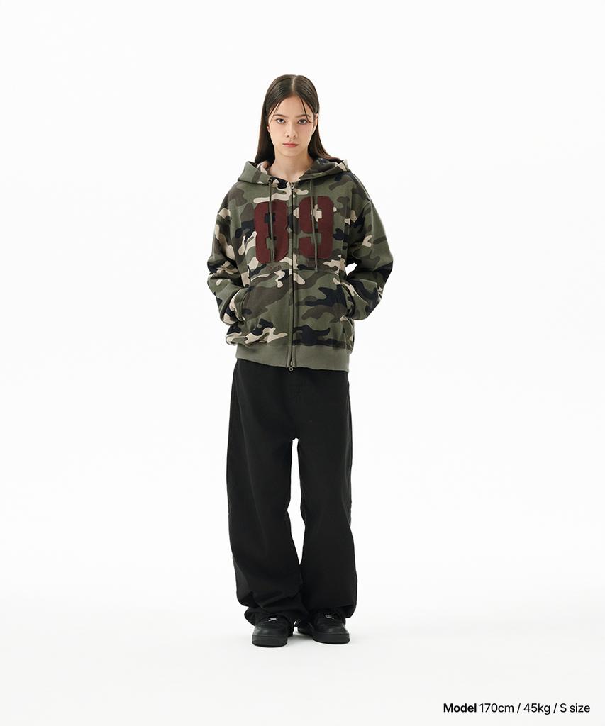 Mahagrid Camo Applique Zip Up Hoodie Green(Mg2Ffmm499A)