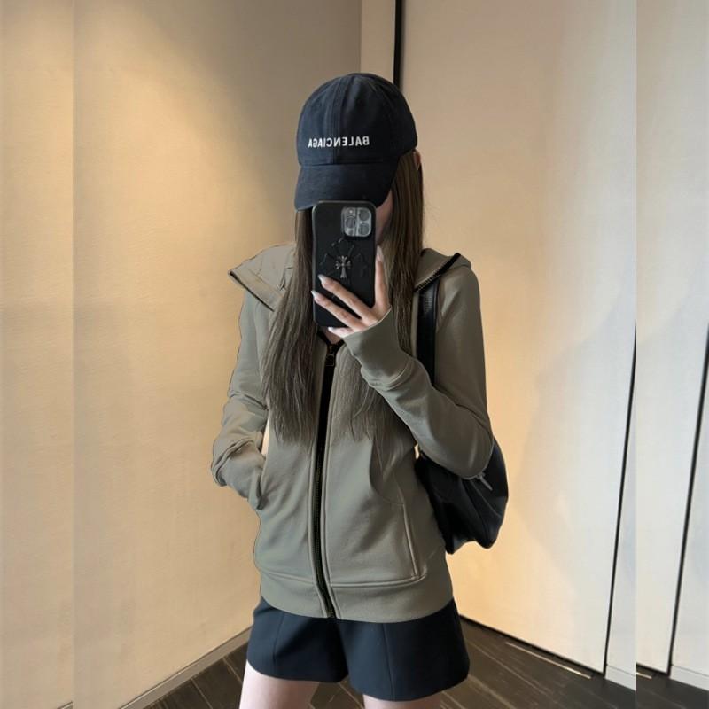 Womens Hooded Fleece-Lined Long Sleeve Top Winter Warm Outerwear Casual Fitness Wear