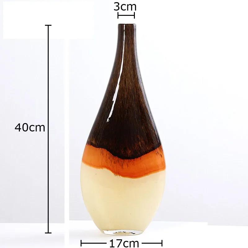 Colorful Gradient Glass Vase Potted Plant Table Decoration Artificial Flowers Floral Arrangement Vases Room Aesthetic Decor