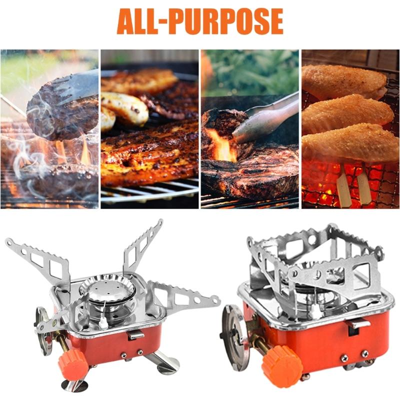 Easy to Carry Square Cooktop for Outdoor Camping Hiking Backpacking Mini Camp Stove Folding Windproof Small Gas Stove