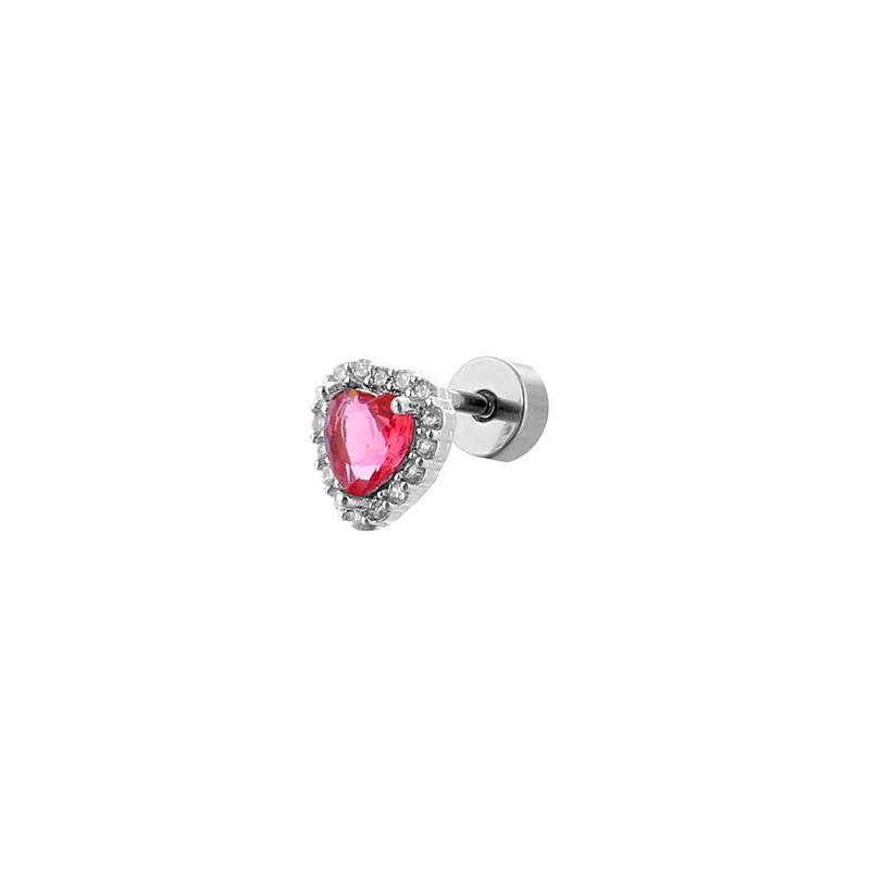 Light Luxury Zircon Heart Eyes Screw Earrings Stainless Steel Small Barbell Style Stud Ear Jewelry Party Gifts For Women Girls
