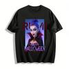 Halloween Vampire Rumi Print Top Trendy Dark Style Festival Vibe Casual Versatile Long Sleeve T-Shirt Pure Cotton T-shirt