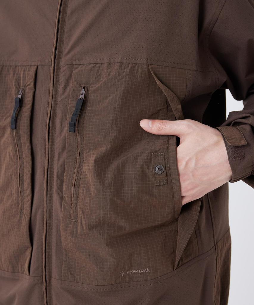 Snow Peak Insect Shield Jacket Outer Jacket for Men and Size L JK-26SU013 Women, Brown,