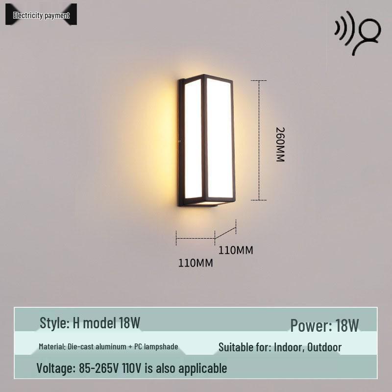 Waterproof Minimalist LED Wall Light with Smart Sensor for Outdoor Use