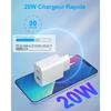 20W Fast USB-C Charger - ROHS - 2 PD/QC3 Ports - White - Fast Charging - Compatible Smartphones