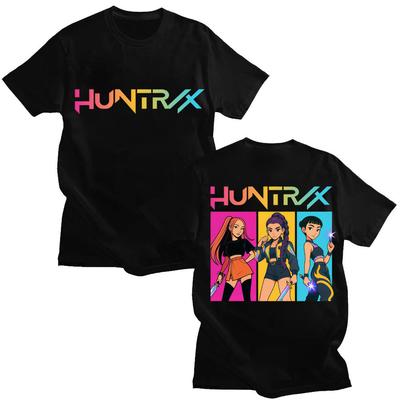 Kpop Anime Demon Hunters Huntrix Girls Fashion T-Shirts Men Women Aesthetic Manga T-shirt Oversized Cotton Casual Street T Shirt