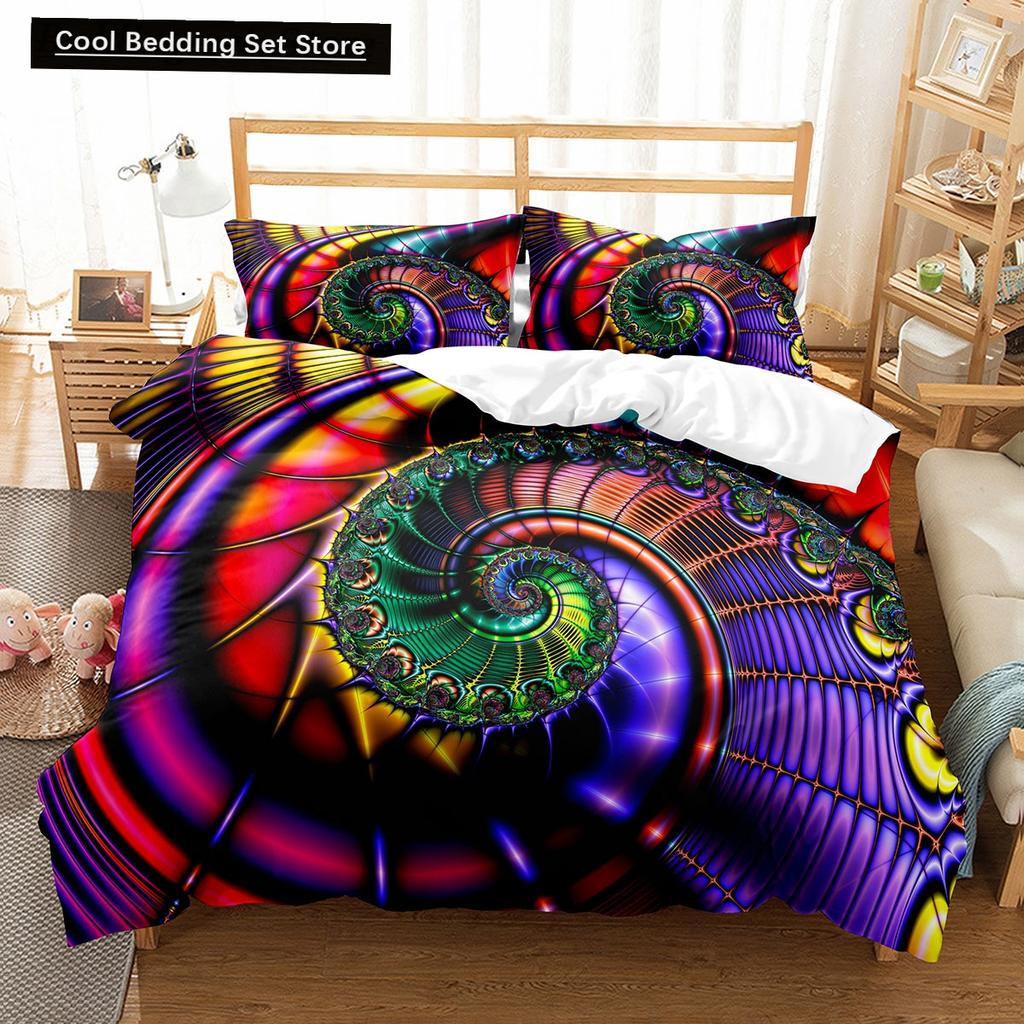 3D Abstract King Queen Duvet Cover Solid Geometry Bedding Set Rotate Three-dimensional Space 2/3pcs Polyester Soft Quilt Cover