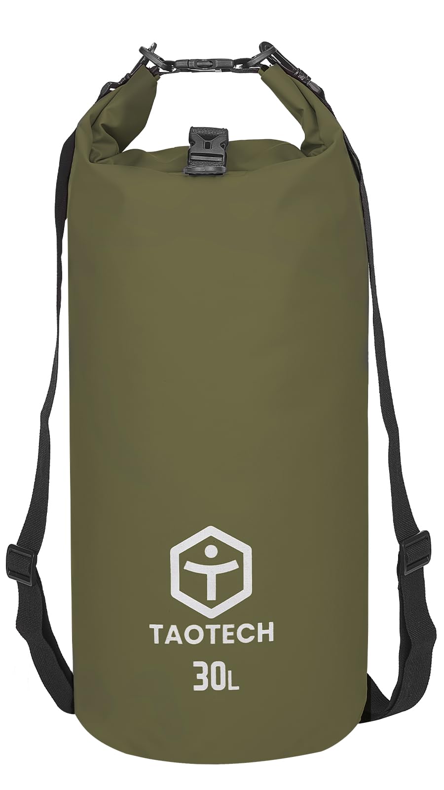 

TaoTech Waterproof Dry Bag, Drum-Shaped Sports Bag for Outdoor Activities, Beach, Pool, River, Fishing, Snowboarding, Unisex (Dark Green, 30L)