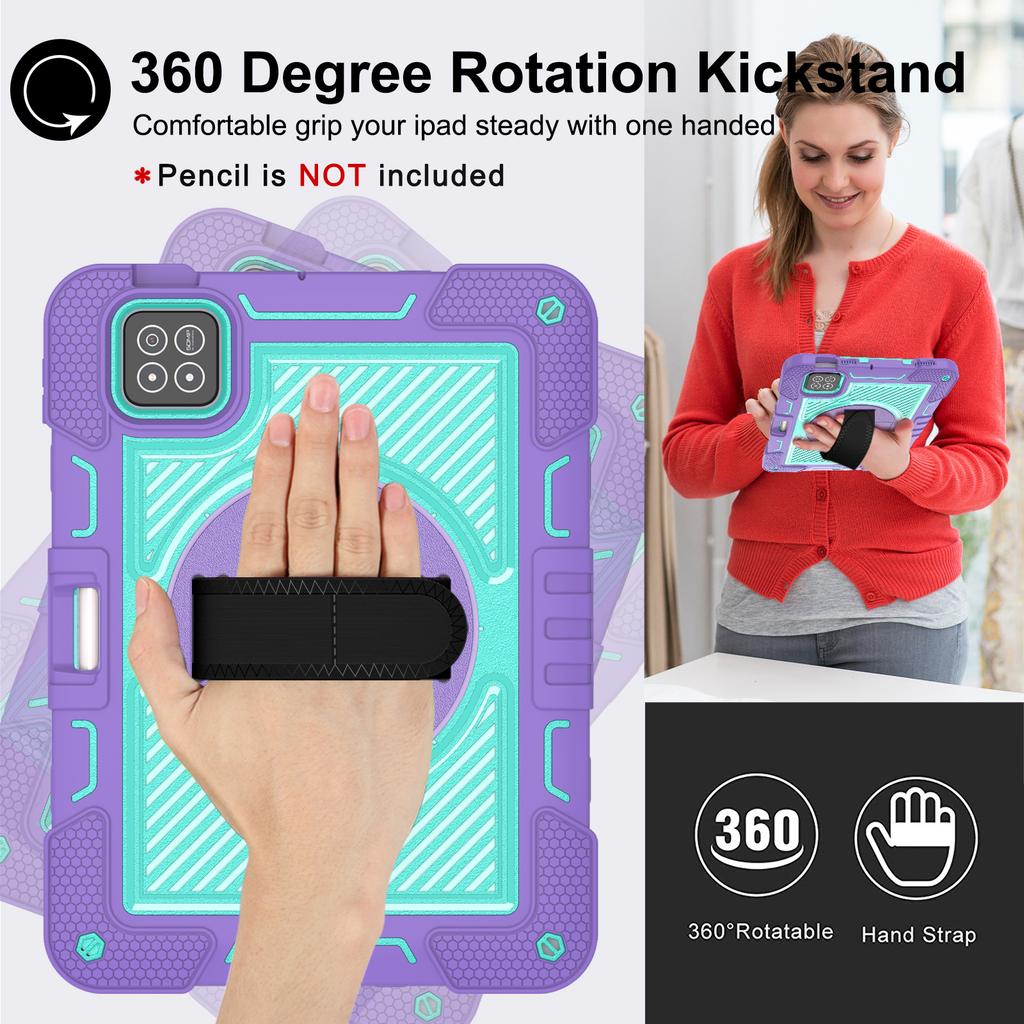 Silicone+PC Hybrid Case Universal For Xiaomi Poco Pad X1 8 7 Pro 2025 2024 11.2" Rotating Stand Armor Cover With Shoulder Strap
