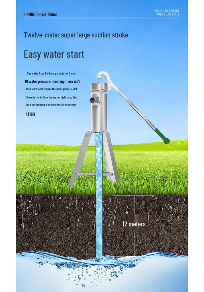 Bomba de Agua Manual de Acero Inoxidable con Manivela para Pozos
