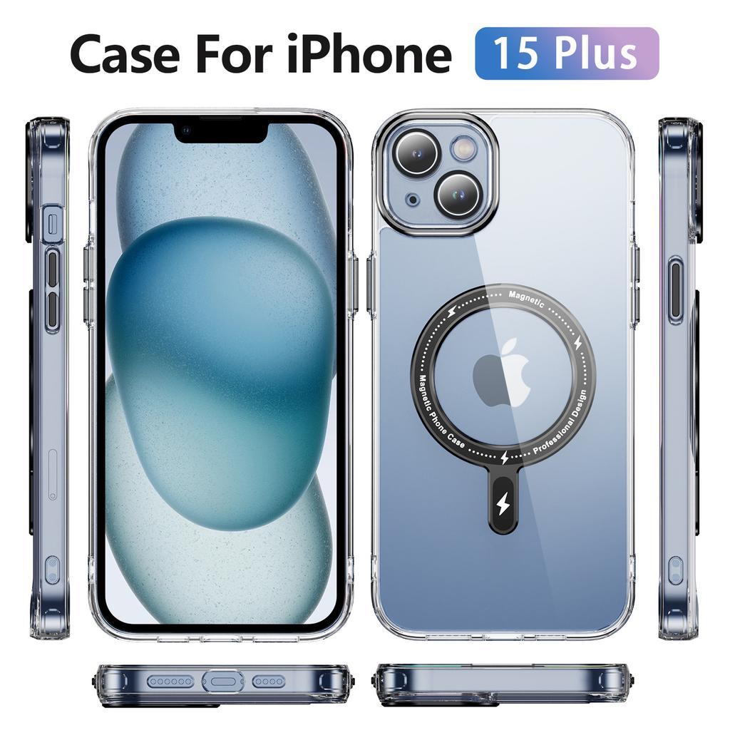 New Magnetic Phone Case for Apple 17promax Transparent Acrylic Reinforced Magnetic Ring Phone Case