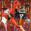 Owls Pumpkin Inflatable Stick Pumpkin Ghost Aluminum Foil Balloon Roll Skull Handheld Stick  Bar