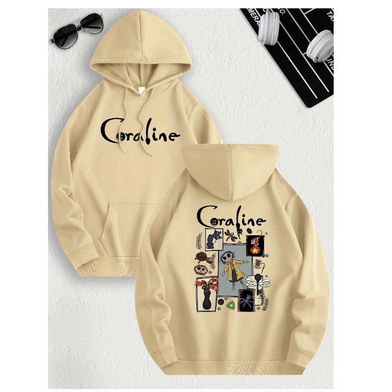 

Повседневная толстовка в стиле «Коралины» для женщин, трикотажное полотно из полиэстера, длинный рукав, стандартная посадка, пуловер с капюшоном, слегка тянущийся 4XL хаки