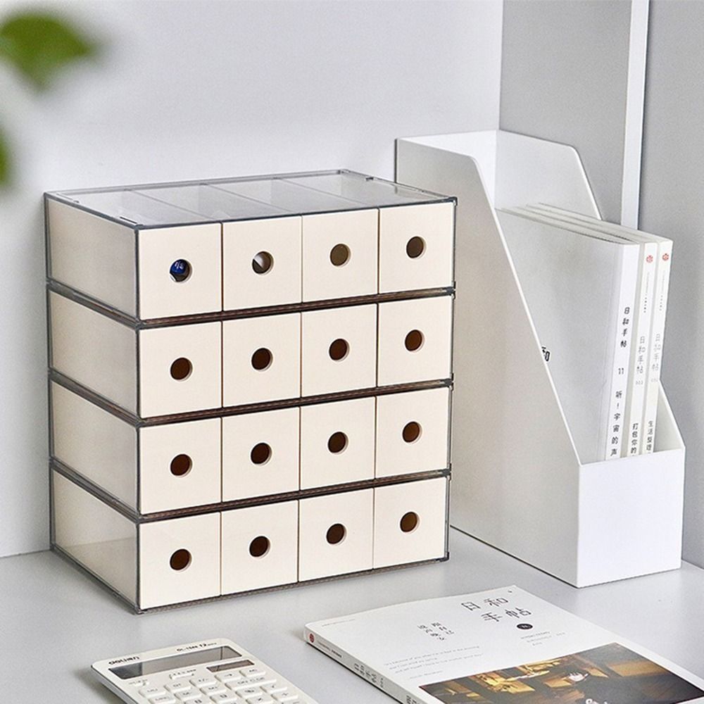 Clear Plastic Drawer Organizer Stackable Pencil Holder Stationery Storage Box  Sundry
