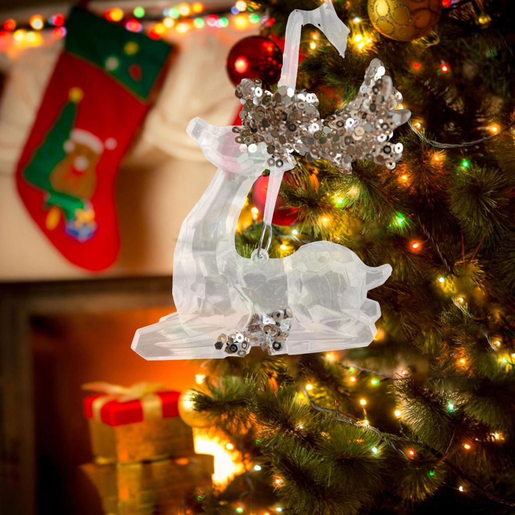 Christmas Tree Pendant Acrylic Ornament Sequin Xmas Decoration Winter Theme for Nursery
