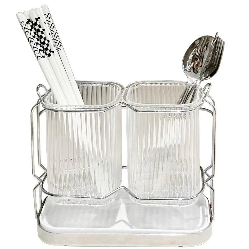 Organizator de tacâmuri de bucătărie, montat pe perete, Suport pentru lingură pentru betisoare de lux, din oțel inoxidabil, Suport de uscare pentru ustensile