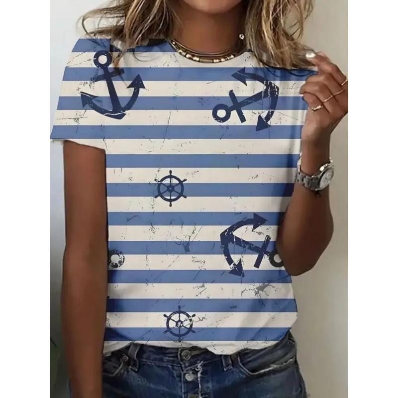 Barb Short Sleeve Crew Neck T-Shirt 3D Barb Short Sleeve Fashion Women s Crew Neck Short Sleeve XS