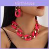 Resin Female Fluorescent Necklace And Earrings Jewelry Set With Electroplated Finish Autumn For