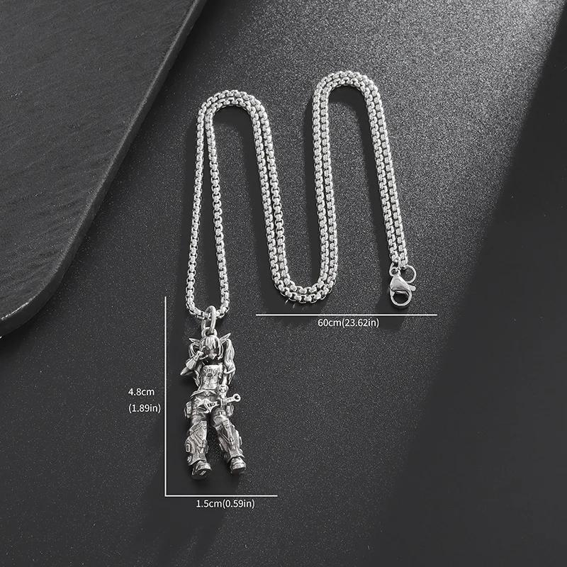 Vintage Punk Biker Girls Pendant Fashion Necklace for Men Women Motorcycle Riding Statement Jewelry Gifts