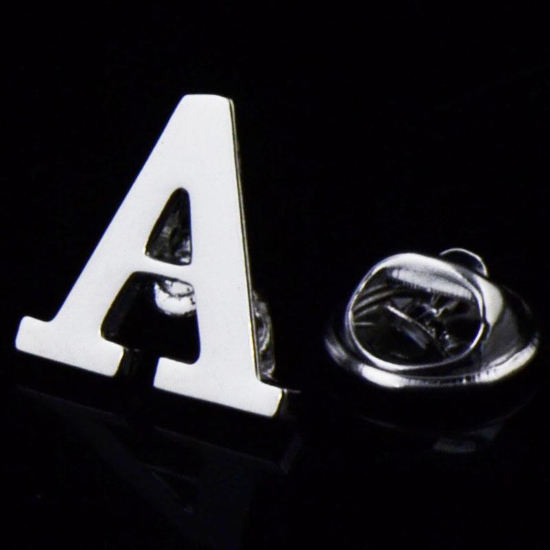 High-Quality Brass English Letter Brooches A-Z for Men & Women – Suit, Jacket, Shirt Badge.